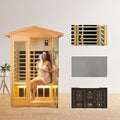 Two Person Basswood Far Infrared Outdoor Sauna Room Natural Wood Solid Wood