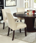 Classic Contemporary Ivory Fabric Set Of 2 Chairs Only Kitchen Dining Room Furniture Espresso Solid Wood Frame Cushion Seat Chairs Ivory Dining Room Classic,Contemporary,Modern Side Chair Rubberwood Solid Wood