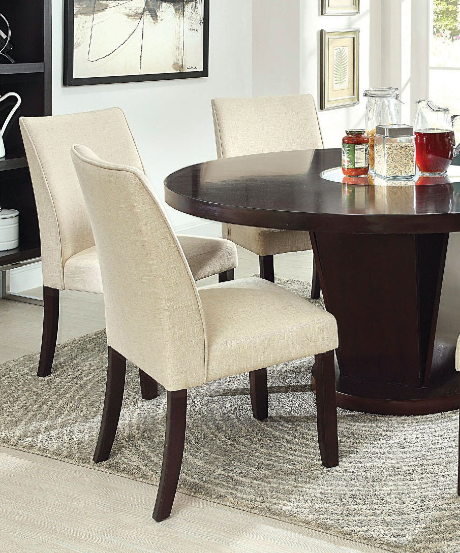Classic Contemporary Ivory Fabric Set Of 2 Chairs Only Kitchen Dining Room Furniture Espresso Solid Wood Frame Cushion Seat Chairs Ivory Dining Room Classic,Contemporary,Modern Side Chair Rubberwood Solid Wood