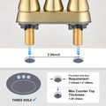 2 Handle Bathroom Sink Faucet With Pop Up Drain Brushed Golden Brushed Gold Zinc