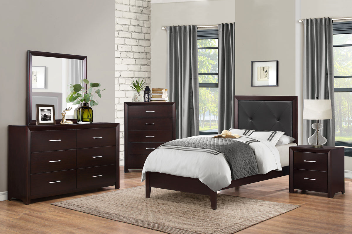 Espresso Finish 1Pc Dresser Of 6X Drawers Silver Tone Bar Pulls Contemporary Design Bedroom Furniture Espresso 5 Drawers & Above Bedroom Contemporary Wood