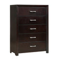 Espresso Finish Contemporary Design 1Pc Chest Of 5X Drawers Silver Tone Bar Pulls Bedroom Furniture Espresso Bedroom Contemporary Wood