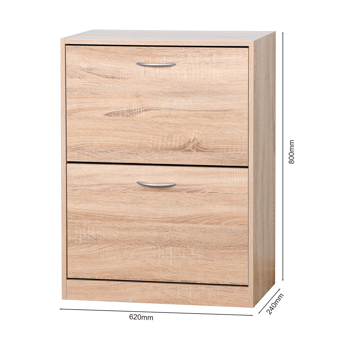 Wooden Shoe Cabinet For Entryway, White Shoe Storage Cabinet With 2 Flip Doors 20.94X9.45X43.11 Inch Natural Particle Board