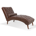 Upholstered Chaise Lounge Dark Brown Pu
