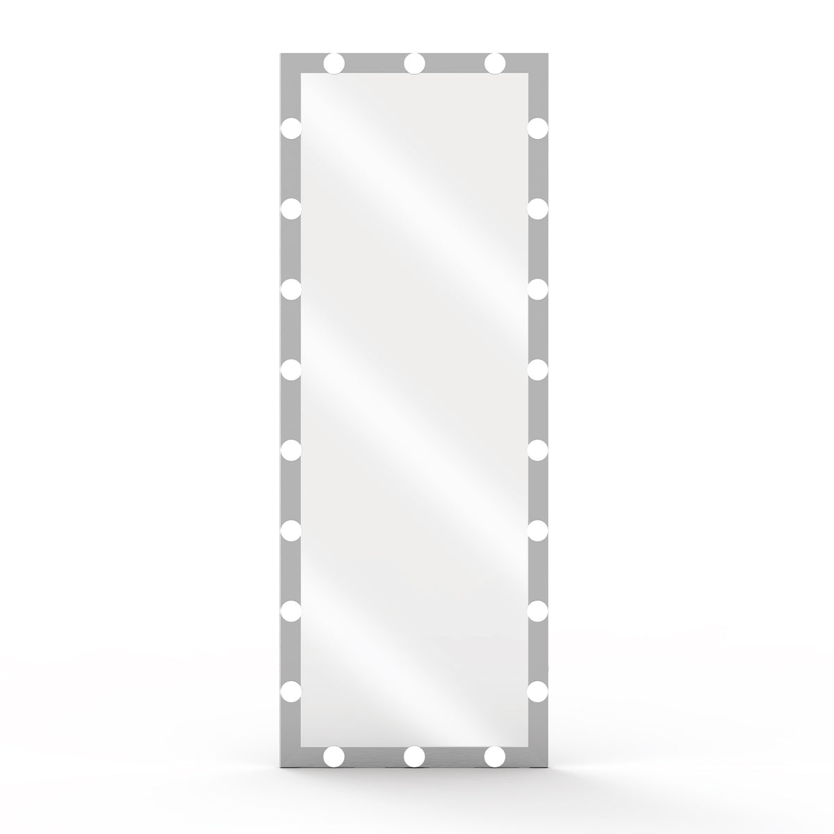 Hollywood Full Length Mirror With Lights Full Body Vanity Mirror With 3 Color Modes Lighted Standing Floor Mirror For Dressing Room Bedroom Wall Mounted Touch Control Silver 63"X24" Silver Aluminium