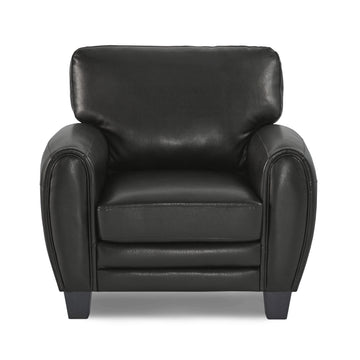 Modern Living Room Furniture 1Pc Chair Black Faux Leather Covering Retro Styling Furniture Black Primary Living Space Contemporary,Modern,Retro Solid Wood