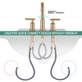 8 In. Widespread Double Handle Bathroom Faucet With Pop Up Drain In Brushed Gold Brushed Gold Brass