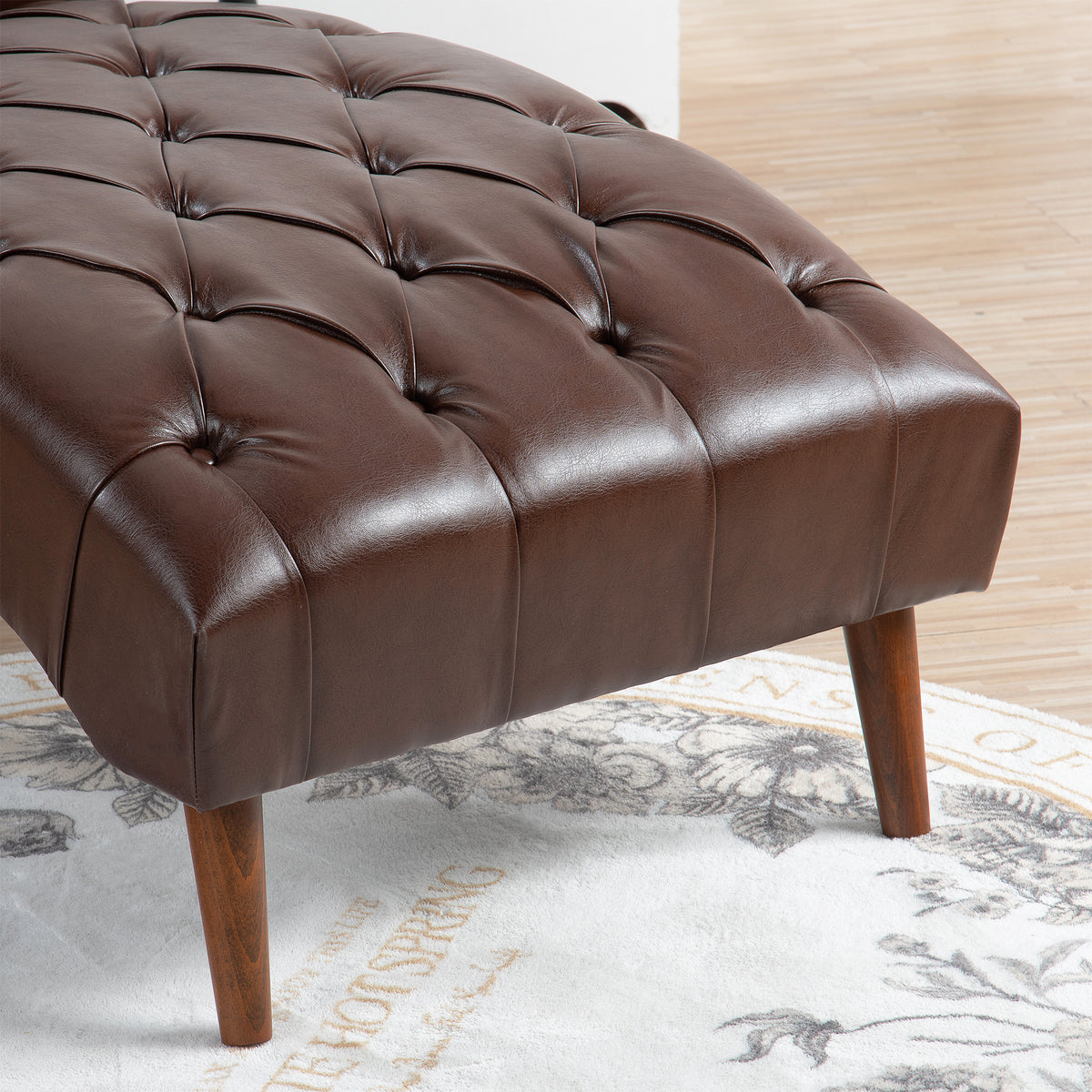 Upholstered Chaise Lounge Dark Brown Pu