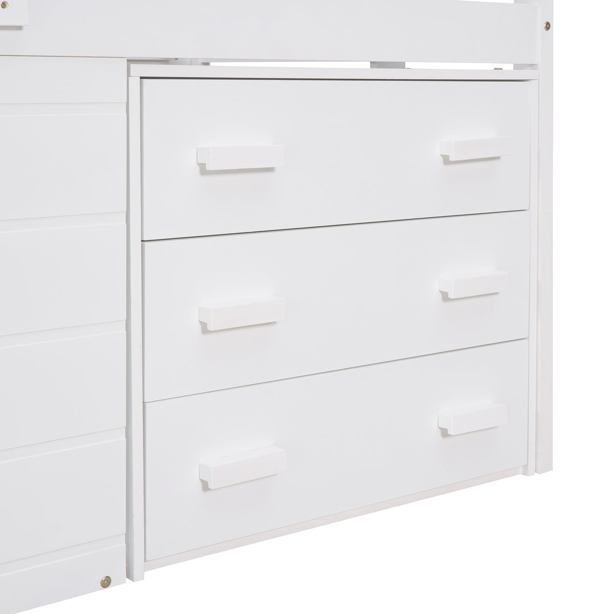 Twin Size Loft Bed With Cabinet And Shelf White Old Sku:Lp000501Aak White Solid Wood