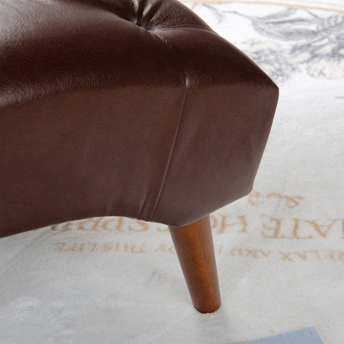 Upholstered Chaise Lounge Dark Brown Pu