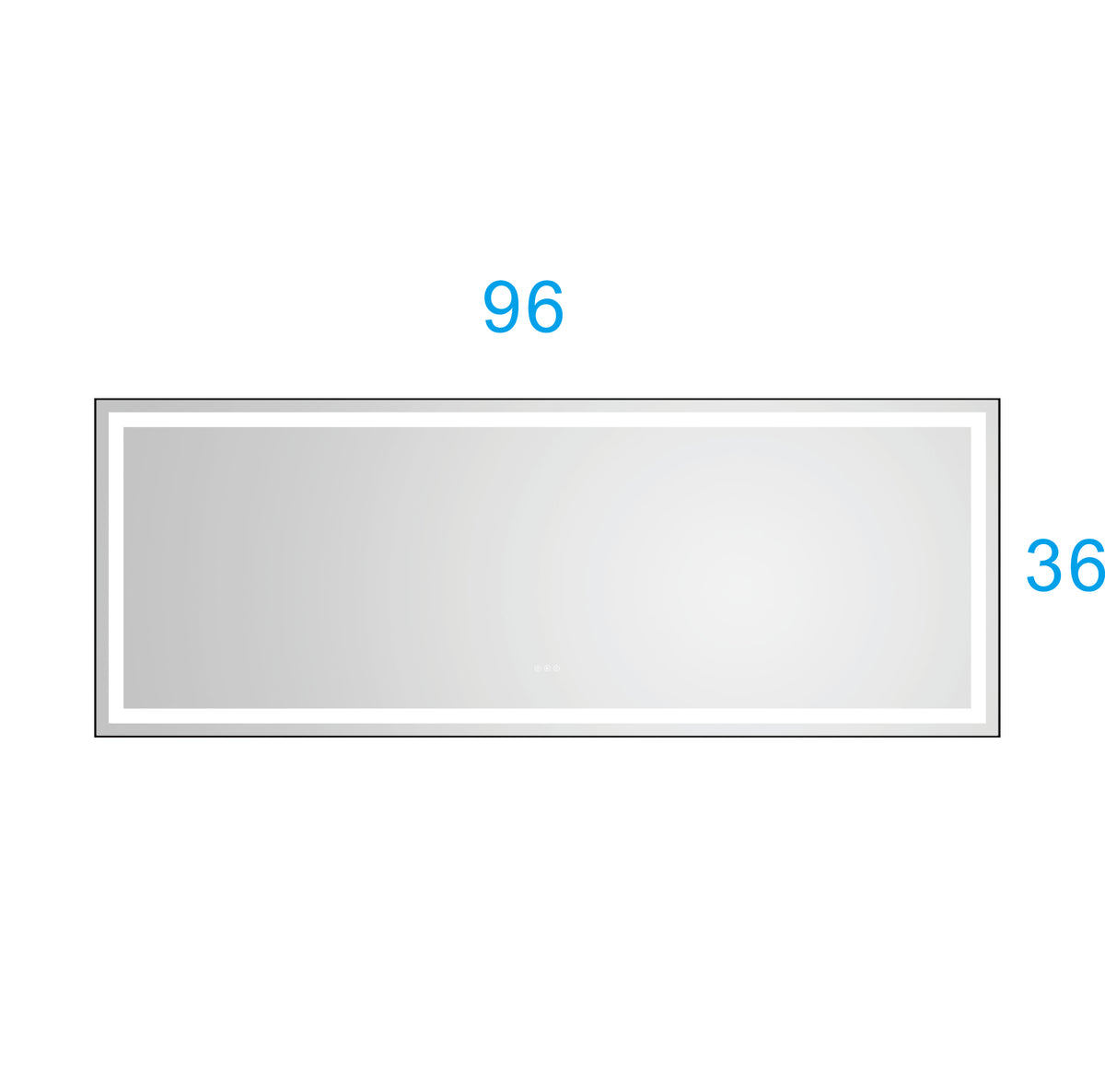 96In. W X36 In. H Framed Led Single Bathroom Vanity Mirror In Polished Crystal Bathroom Vanity Led Mirror With 3 Color Lights Mirror For Bathroom Wall Matt Black Aluminium