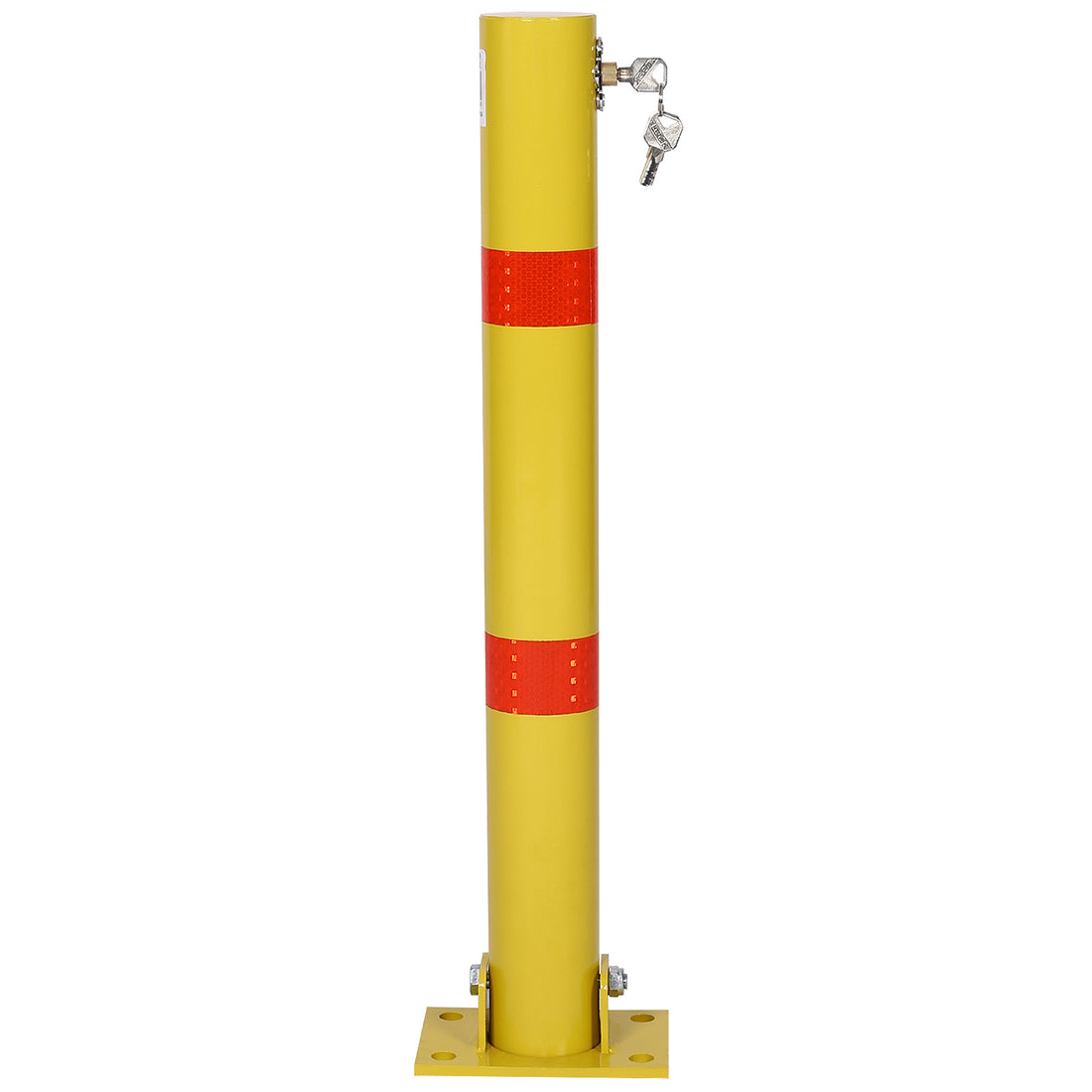 Parking Bollard,Pole Barrier With Lock ,Car Parking Protection Posts,Home Garage Street Decor ,Parking Barrier Round Yellow Yellow Steel