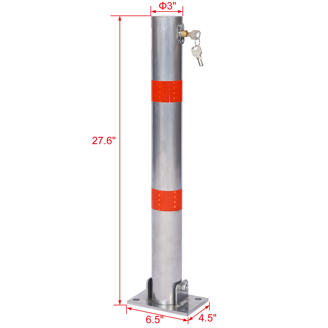 Parking Bollard,Pole Barrier With Lock ,Car Parking Protection Posts,Home Garage Street Decor ,Parking Barrier Round Gray Gray Steel