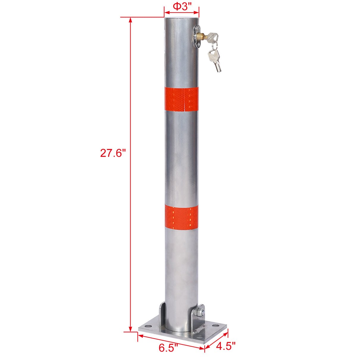 Parking Bollard,Pole Barrier With Lock ,Car Parking Protection Posts,Home Garage Street Decor ,Parking Barrier Round Gray Gray Steel