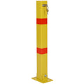 Parking Bollard,Pole Barrier With Lock ,Car Parking Protection Posts,Home Garage Street Decor ,Parking Barrier Square Yellow Yellow Steel