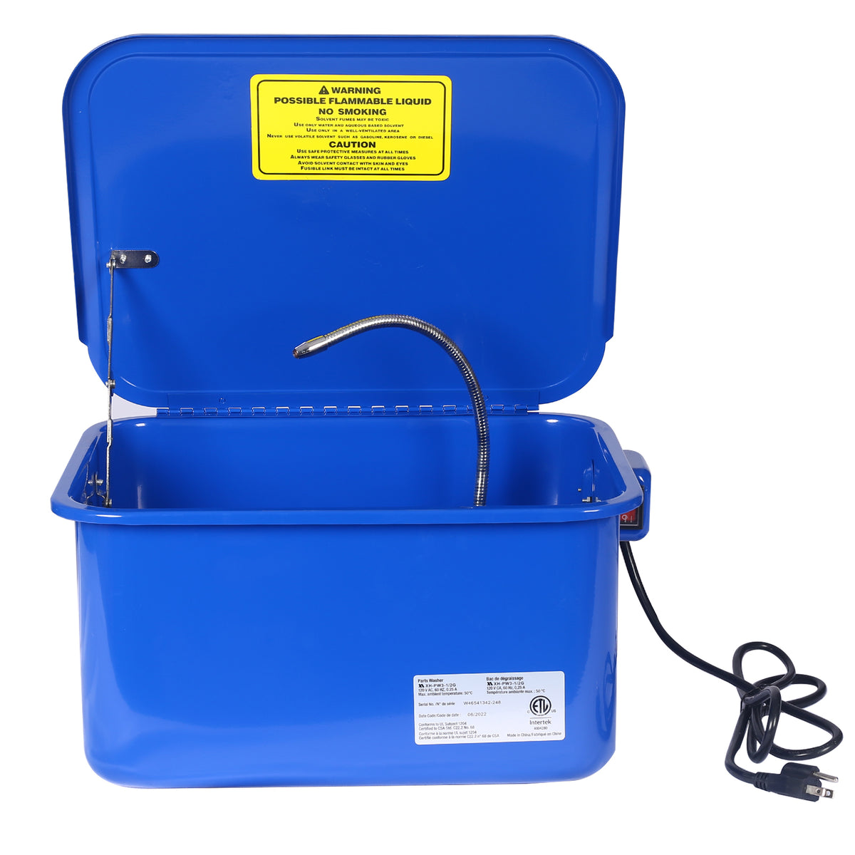Cabinet Parts Washer With 110V Pump,3.5 Gallon Benchtop Parts Washer ,Automotive Parts Washer Electrical Pump Blue Steel