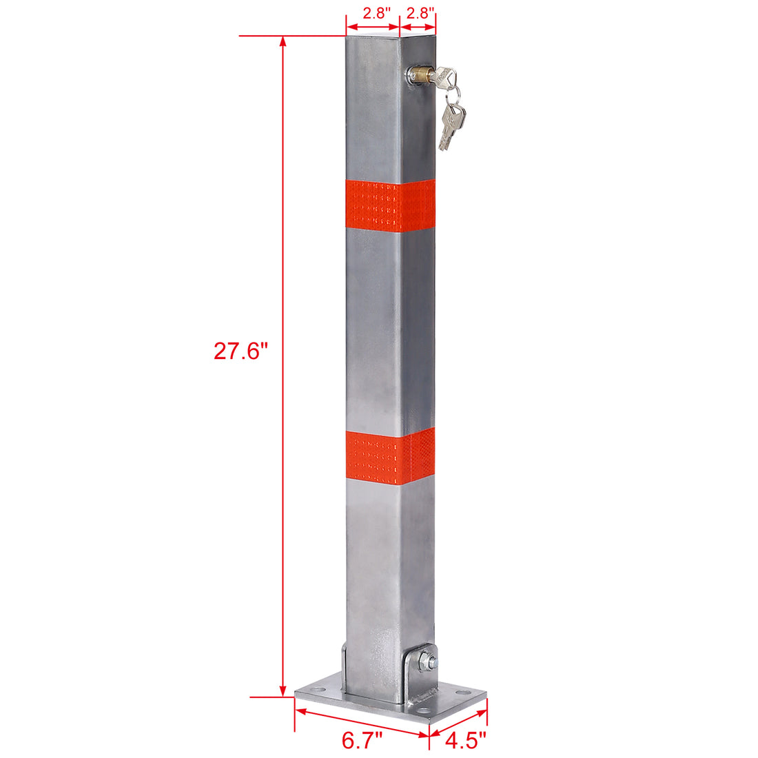 Parking Bollard,Pole Barrier With Lock ,Car Parking Protection Posts,Home Garage Street Decor ,Parking Barrier Square Gray Gray Steel