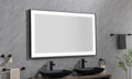 96In. W X36 In. H Framed Led Single Bathroom Vanity Mirror In Polished Crystal Bathroom Vanity Led Mirror With 3 Color Lights Mirror For Bathroom Wall Matt Black Aluminium