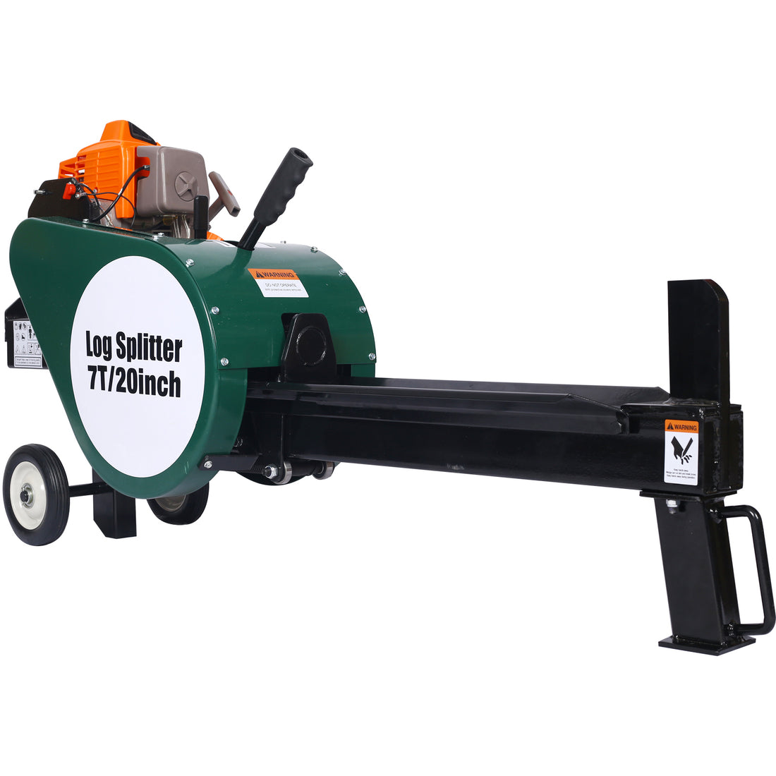 Double Flywheel Electric Log Splitter 7 Ton Compact Horizontal Gas Log Splitter With Auto Return 20In,Portable 63Cc Engine Firewood Splitting Forestry Harvesting Gray Steel