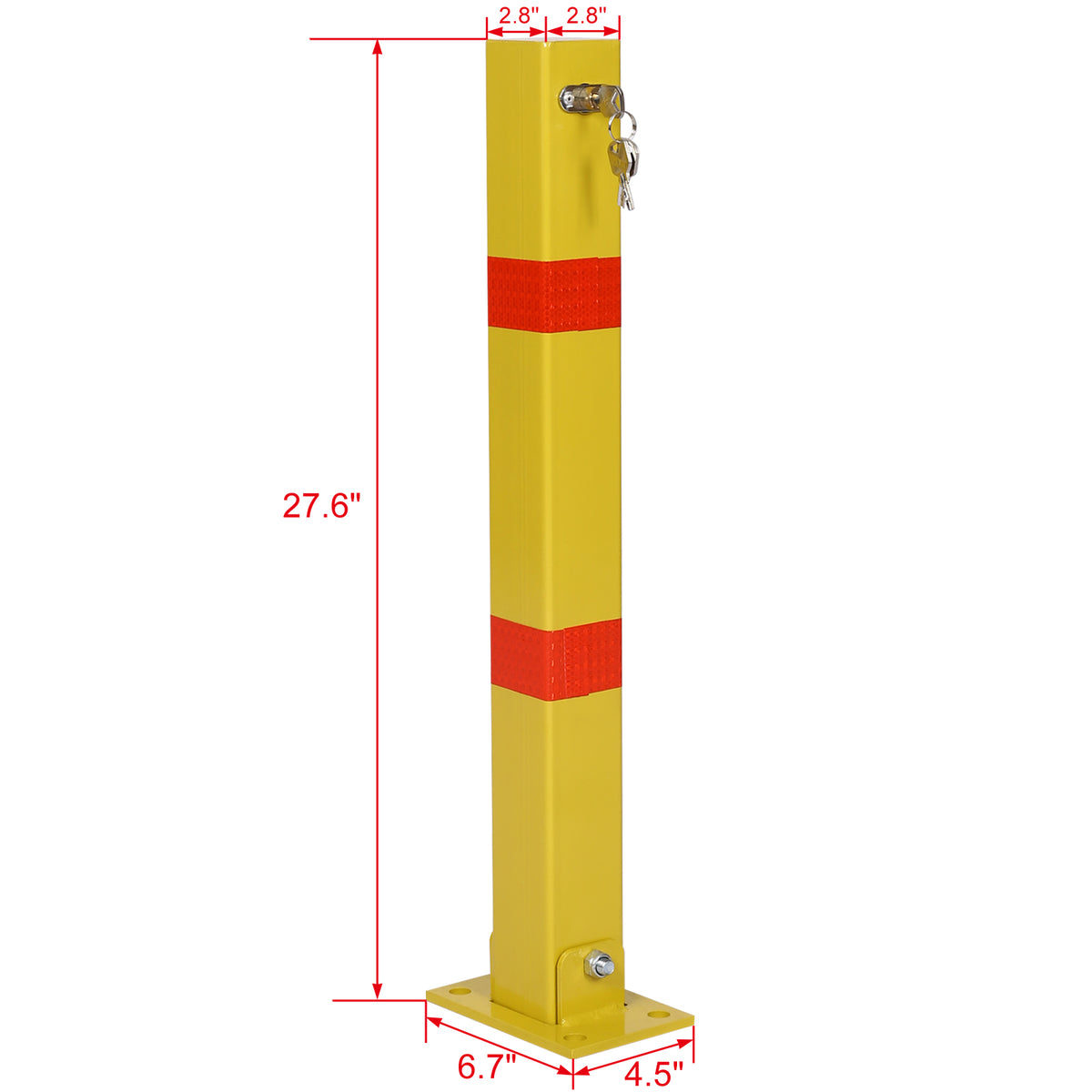 Parking Bollard,Pole Barrier With Lock ,Car Parking Protection Posts,Home Garage Street Decor ,Parking Barrier Square Yellow Yellow Steel