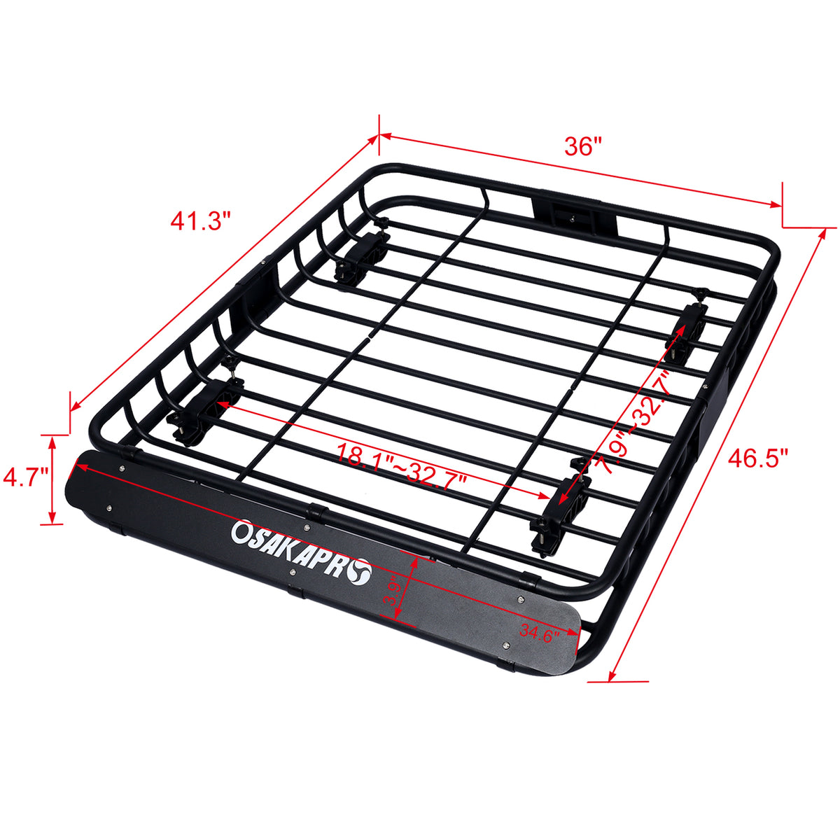 Rooftop Cargo Carrier Basket Motoring Roof Rack,Top Mount Roof Rack 42" Black Steel Black Steel