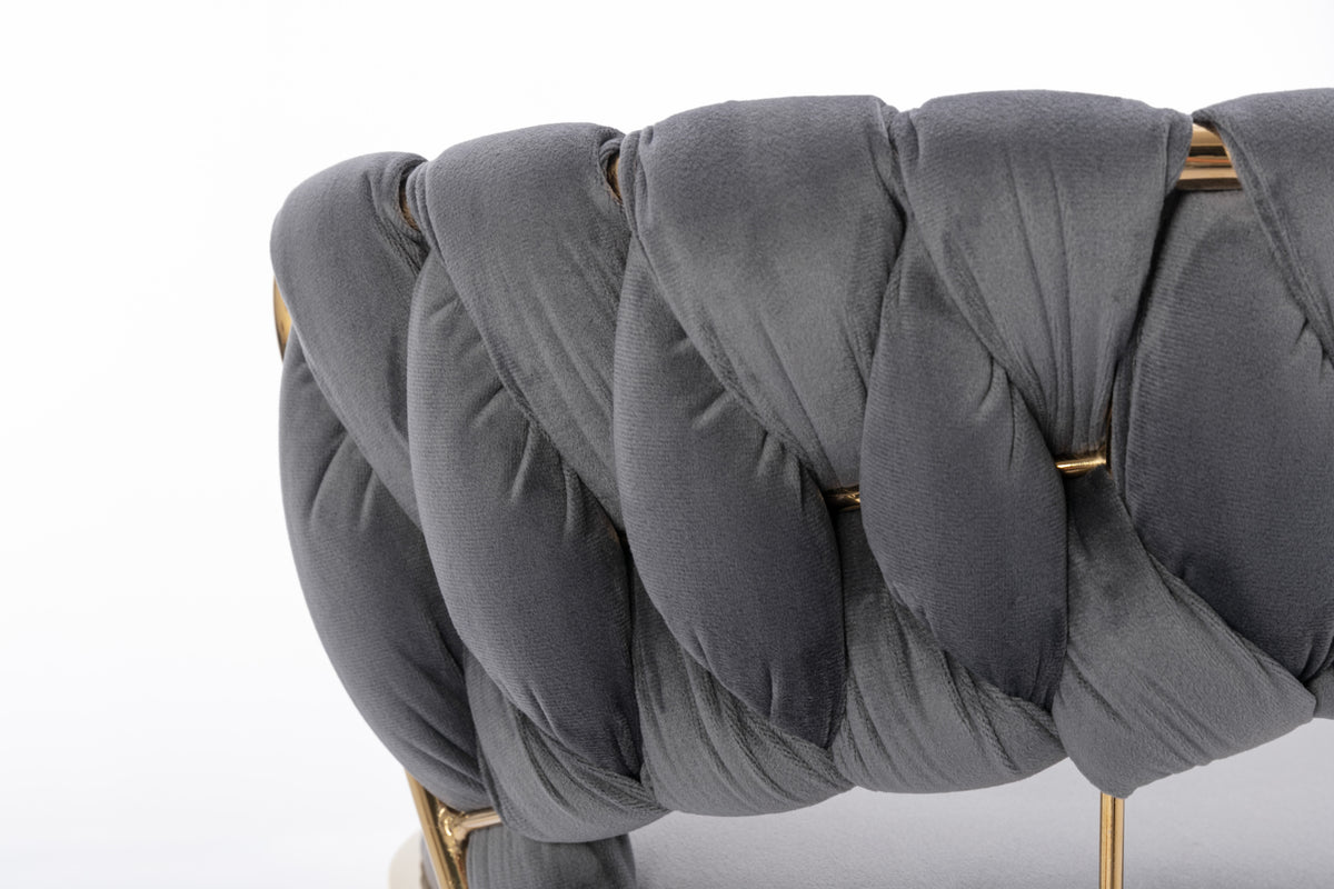 Set Of 2 Bar Stools,With Chrome Footrest And Base Swivel Height Adjustable Mechanical Lifting Velvet Golden Leg Simple Bar Stool Gray Gray Foam Fabric