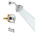 Chrome 6 Inch Shower Faucet Wih Tub Spout Combo Valve Included Chrome Metal