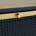 3 Metal Door Shoe Rack, Freestanding Modern Shoe Storage Cabinet, Metal Rattan, For Entryway Blue Gray Particle Board