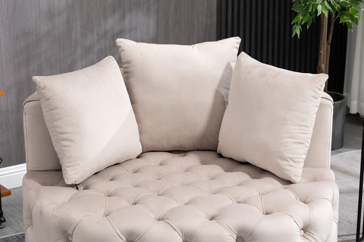 Accent Chair Classical Barrel Chair For Living Room Modern Leisure Sofa Chair Khaki Khaki Foam Velvet