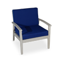 Deep Seat Eucalyptus Chair, Driftwood Gray Finish, Navy Cushions Gray Eucalyptus