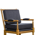 Spindle Chair, Weathered Oak, Charcoal Oak Fabric