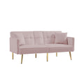 Pink Velvet Futon Sofa Bed With Gold Metal Legs Pink Velvet Wood Tufted Back Eucalyptus Square Arms Foam Velvet 2 Seat