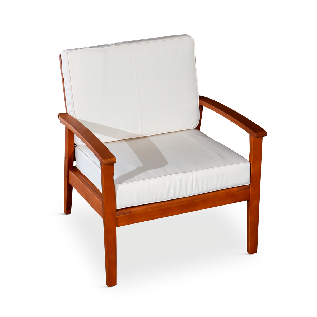 Deep Seat Eucalyptus Chair, Natural Oil Finish, Burdy Cushions Natural Eucalyptus