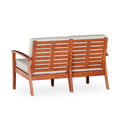 Eucalyptus Loveseat With Cushions, Natural Oil Finish, Navy Cushions Natural Eucalyptus