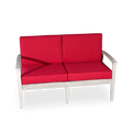 Eucalyptus Loveseat With Cushions, Silver Gray Finish, Burdy Cushions Silver Grey Eucalyptus