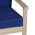 Eucalyptus Loveseat With Cushions, Driftwood Gray Finish, Navy Cushions Gray Eucalyptus