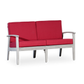 Eucalyptus Loveseat With Cushions, Silver Gray Finish, Burdy Cushions Silver Grey Eucalyptus