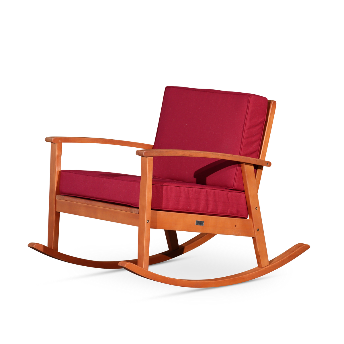 Eucalyptus Rocking Chair With Cushions, Natural Oil Finish, Burdy Cushions Natural Eucalyptus