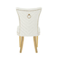 Eva 2 Piece Gold Legs Dining Chairs Finished With Velvet Fabric In Beige Beige Bedroom Contemporary,Modern Accent Chairs Acacia Solid Wood Mdf Stainless Steel