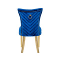 Eva 2 Piece Gold Legs Dining Chairs Finished With Velvet Fabric In Blue Acacia Wood Blue Bedroom Contemporary,Modern Accent Chairs Acacia Solid Back Solid Wood Mdf Stainless Steel