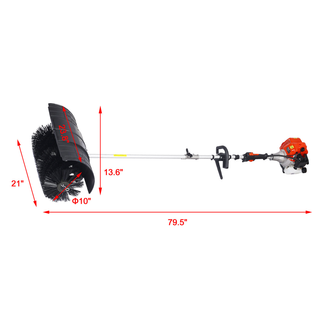 Snow Sweeper Gasoline Powered Broom Sweeper,52Cc 2 Stroke ,Broom Brush 21X10" Epa Orange Plastic
