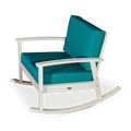 Eucalyptus Rocking Chair With Cushions, Driftwood Gray Finish, Dark Green Cushions Gray Eucalyptus