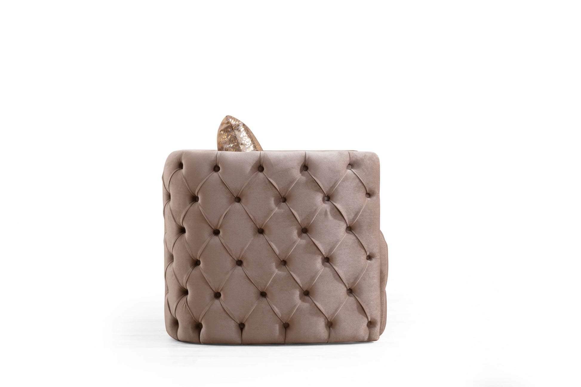 Naomi Button Tufted Chair With Velvet Fabric And Gold Accent In Taupe Taupe Velvet Wood Primary Living Space Firm Tight Back Solid Wood Mdf Velvet 1 Seat