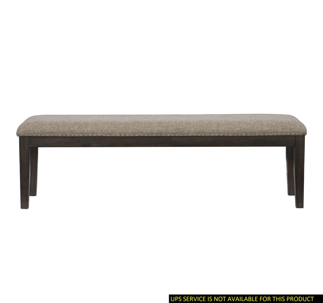 Traditional Style Wood Framed 1Pc Bench Upholstered Naihead Trim Wire Brushed Rustic Brown Finish Dining Room Furniture Brown Mix Dining Room Traditional Wood