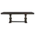 Traditional Style Wooden Dining Table 1Pc W Separate Extension Leaf Double Pedestal Base Wire Brushed Rustic Brown Finish Brown Mix Dining Room Traditional Wood