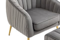 Velvet Accent Chair With Ottoman, Modern Tufted Barrel Chair Ottoman Set For Living Room Bedroom, Golden Finished, Grey Grey Foam Velvet