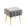 Velvet Accent Chair With Ottoman, Modern Tufted Barrel Chair Ottoman Set For Living Room Bedroom, Golden Finished, Grey Grey Foam Velvet