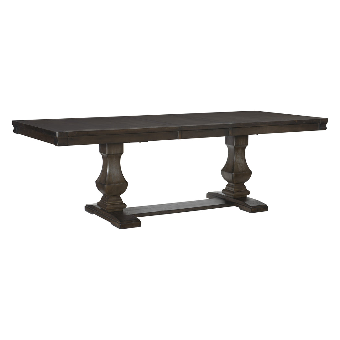 Traditional Style Wooden Dining Table 1Pc W Separate Extension Leaf Double Pedestal Base Wire Brushed Rustic Brown Finish Brown Mix Dining Room Traditional Wood