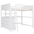 Full Size Loft Bed With Drawers And Desk, Wooden Loft Bed With Shelves White Old Sku:Lt001529Aak White Solid Wood