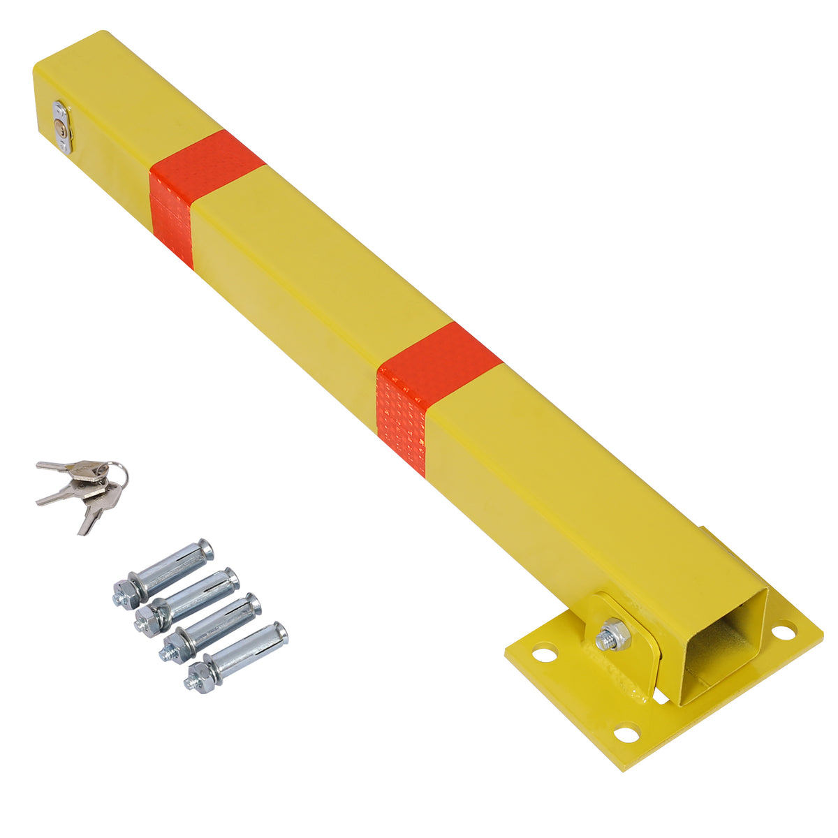 Parking Bollard,Pole Barrier With Lock ,Car Parking Protection Posts,Home Garage Street Decor ,Parking Barrier Square Yellow Yellow Steel